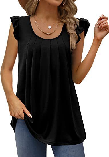 Damen luftiges Blusenshirt mit elegantem Rüschendesign Drune