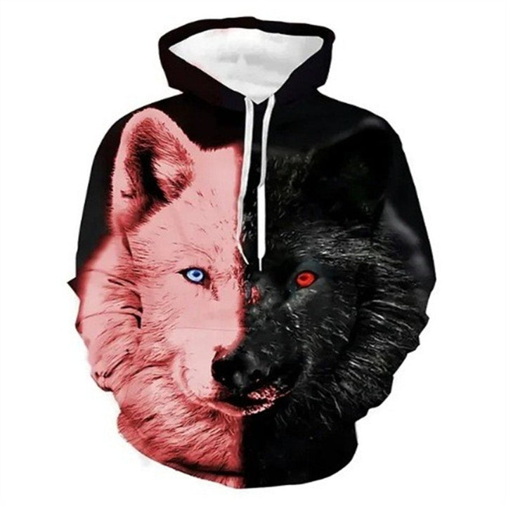 Damen Kreativer Kapuzenpullover mit einzigartigem Wolfsmotiv Drune