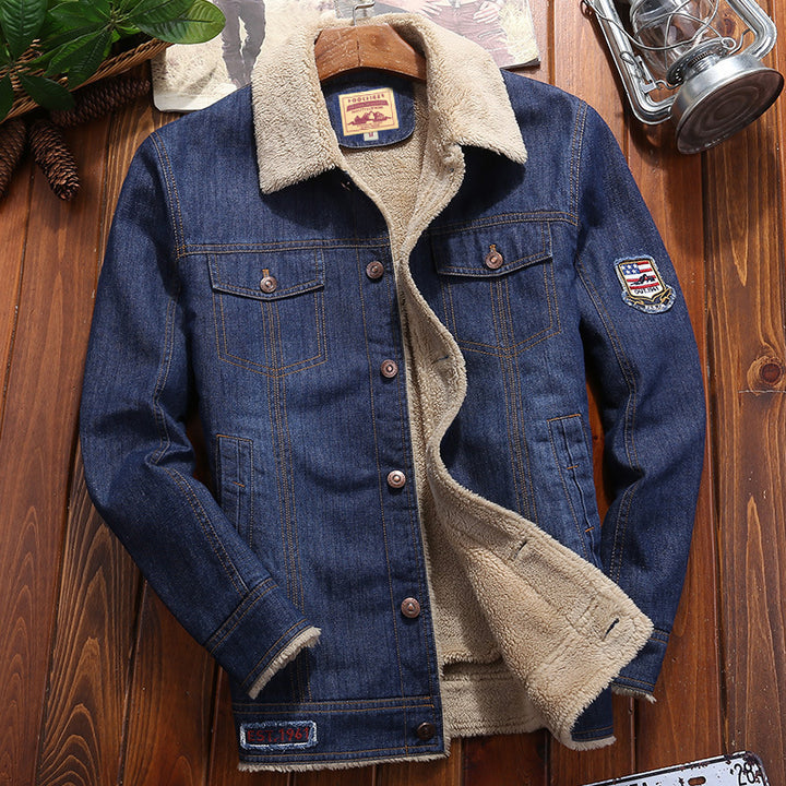 Herren Thermo-Jeans-Truckerjacke mit Teddyfutter und sherpaähnlicher Innenlage Drune
