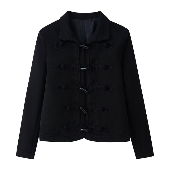 Damen Kurze militärisch inspirierte Jacke mit Knoten- und Kordelverschlüssen Drune