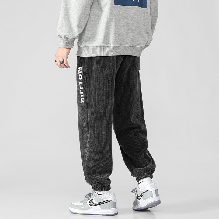 Herren Weiche Cord-Jogginghose im Relaxed-Fit mit elastischem Bund und Bündchen Drune