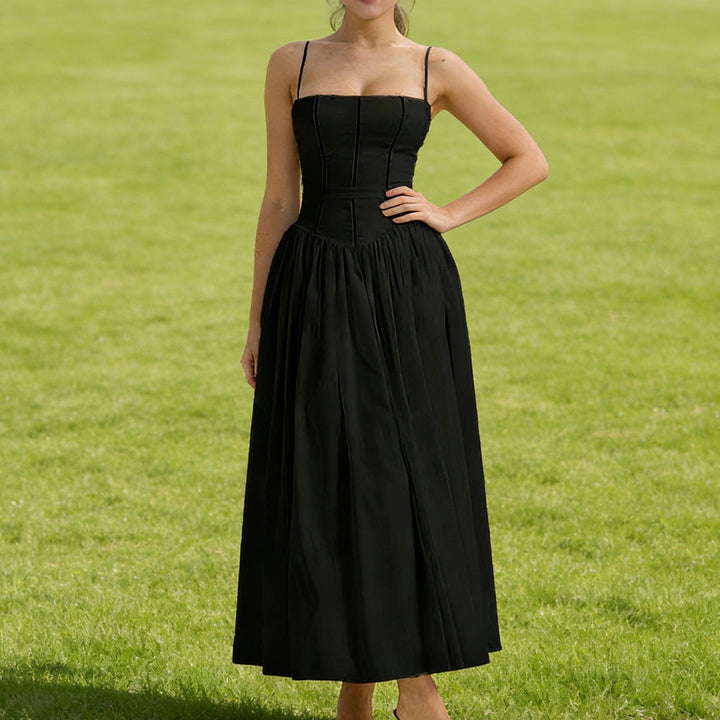Damen Elegantes Maxikleid mit floralem Muster und schulterfreiem Design Drune