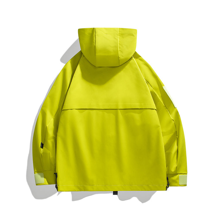 Herren Wasserabweisende technische Utility-Jacke mit Kapuze, Multifunktions‑Taschen & verstellbaren Klettmanschetten Drune