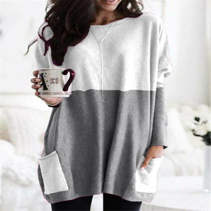 Damen nan oversized Longshirt mit Kontrastblock und aufgesetzten Taschen Drune