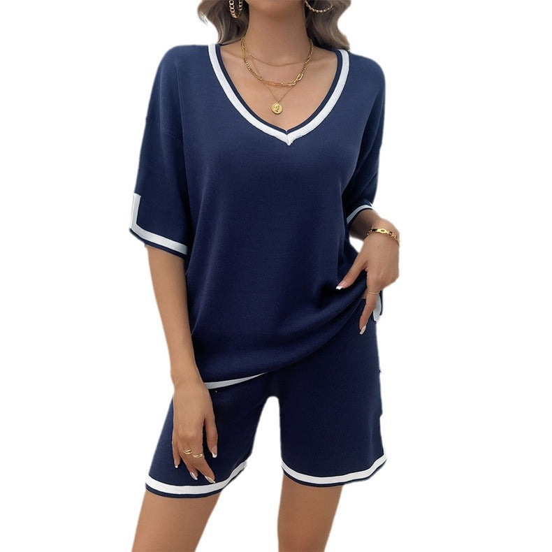 Damen Lässiges Sommer Ensemble mit kurzem Oberteil und bequemen Shorts Drune