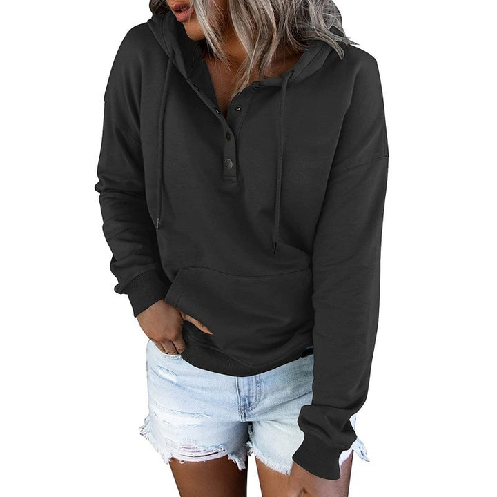 Damen Kapuzenpullover mit Knopfdetails und praktischer Kängurutasche Drune