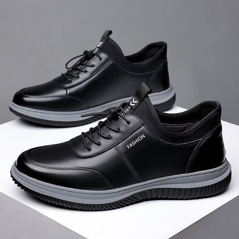 Herren Lederoptik-Sneaker mit stoßdämpfender Komfortsohle und elastischem Einstieg Drune