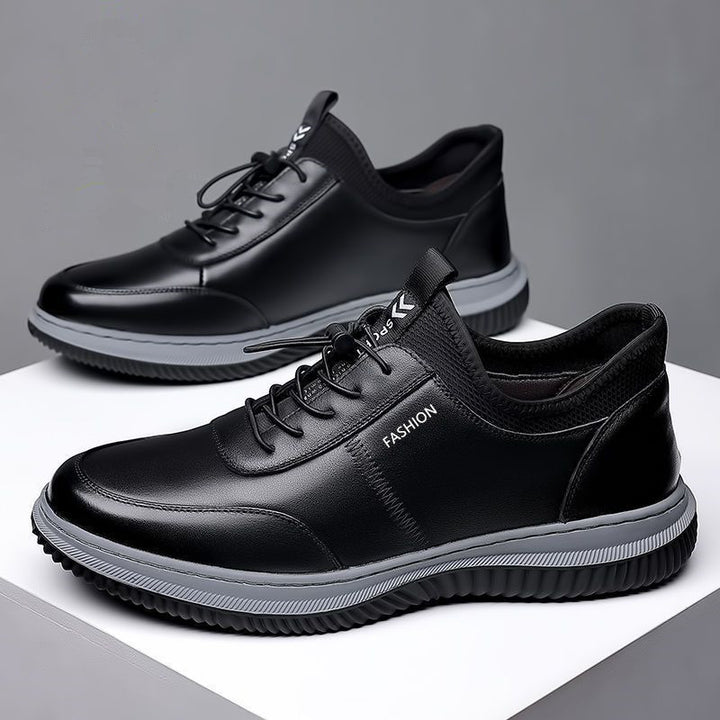Herren Lederoptik-Sneaker mit stoßdämpfender Komfortsohle und elastischem Einstieg Drune
