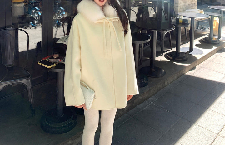 Damen Elegante und warme Übergangsjacke mit fellbesetztem Kragen Drune