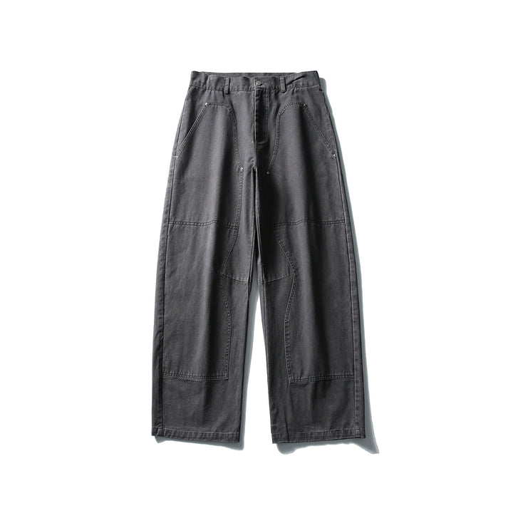 Damen High‑Waist Cargo‑Hose aus Denim mit verstärkten Knieeinsätzen und großen aufgesetzten Taschen Drune