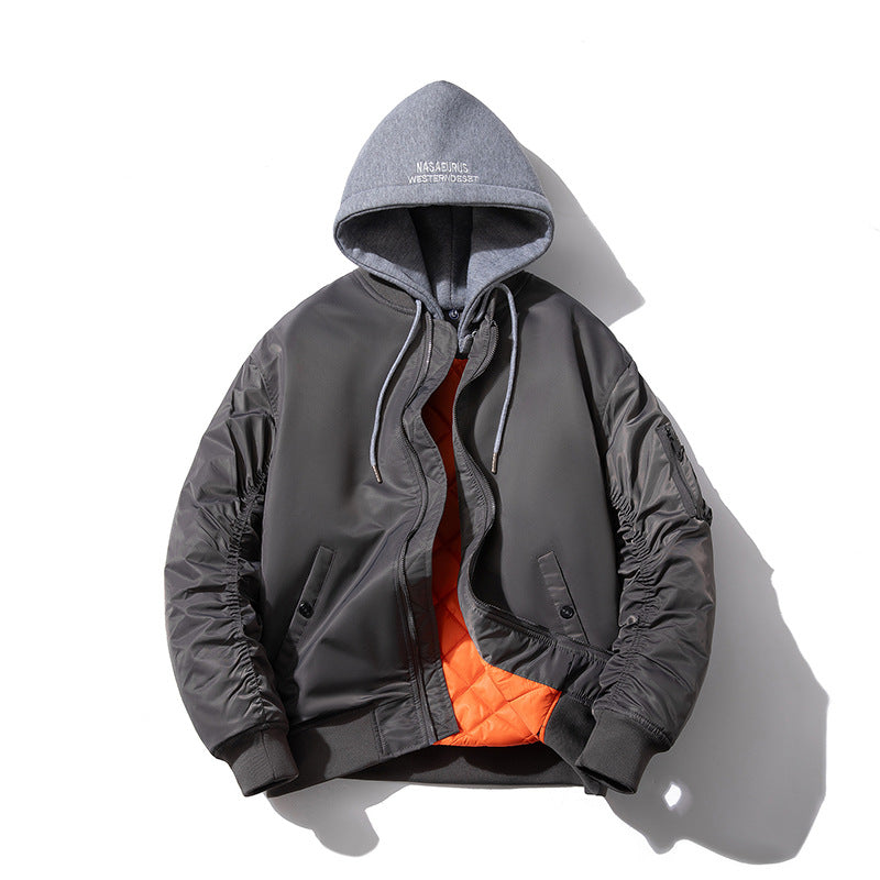 Herren Wattierte Bomberjacke mit Stehkragen, Kammerschnitt und Ärmeltasche Drune