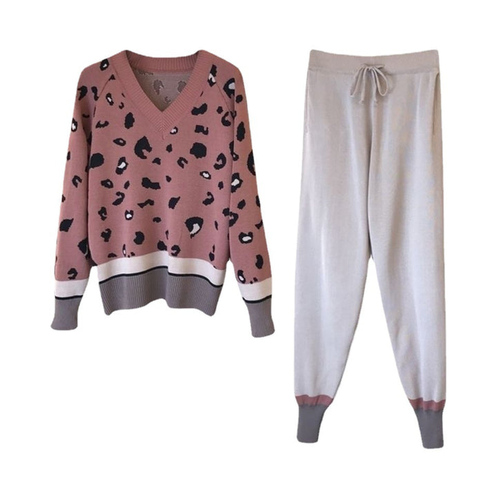 Damen trendiges Strickset mit grafischen Details Drune