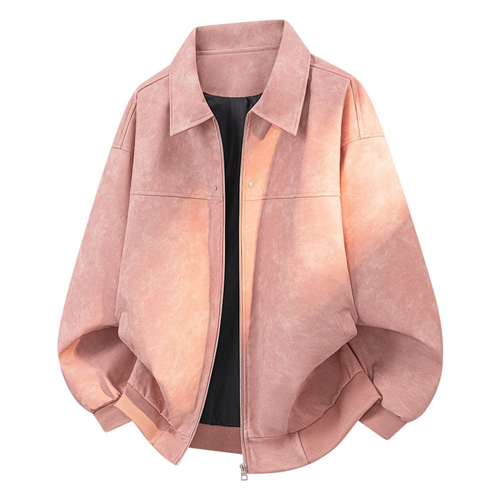 Herren Oversize Blousonjacke in Velours-Optik mit kastiger Silhouette, beidseitig öffnendem Reißverschluss & geripptem Saum Drune