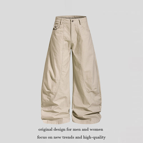 Damen Weite Culotte‑Hose mit hohem Bund, Taschen‑Details und markanten Teilungsnähten Drune
