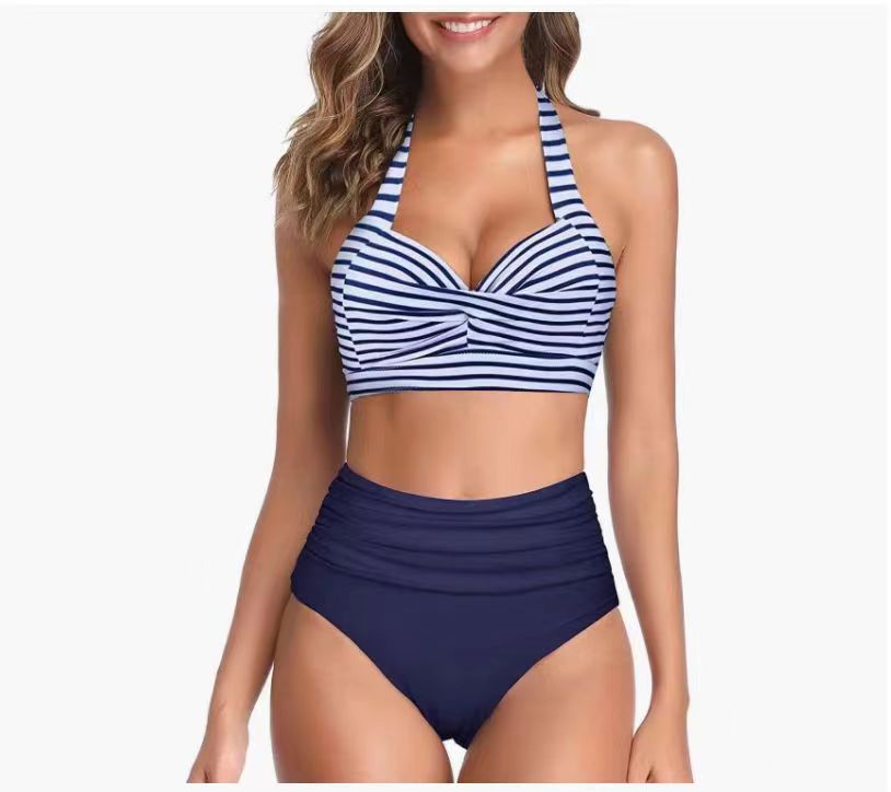 Damen Hochtailliertes Bikini-Set mit elegantem Oberteil und floralem Design Drune