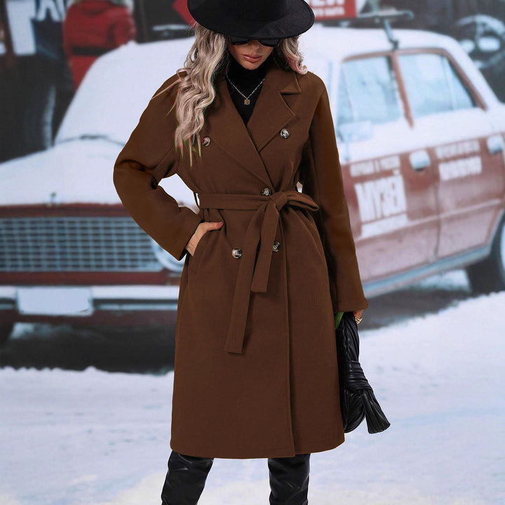 Damen eleganter Trenchcoat mit tailliertem Schnitt und Gürtel Drune