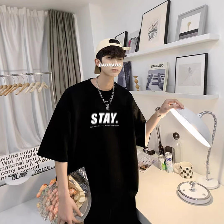 Herren Oversized T-Shirt mit modernem Schriftzug Drune