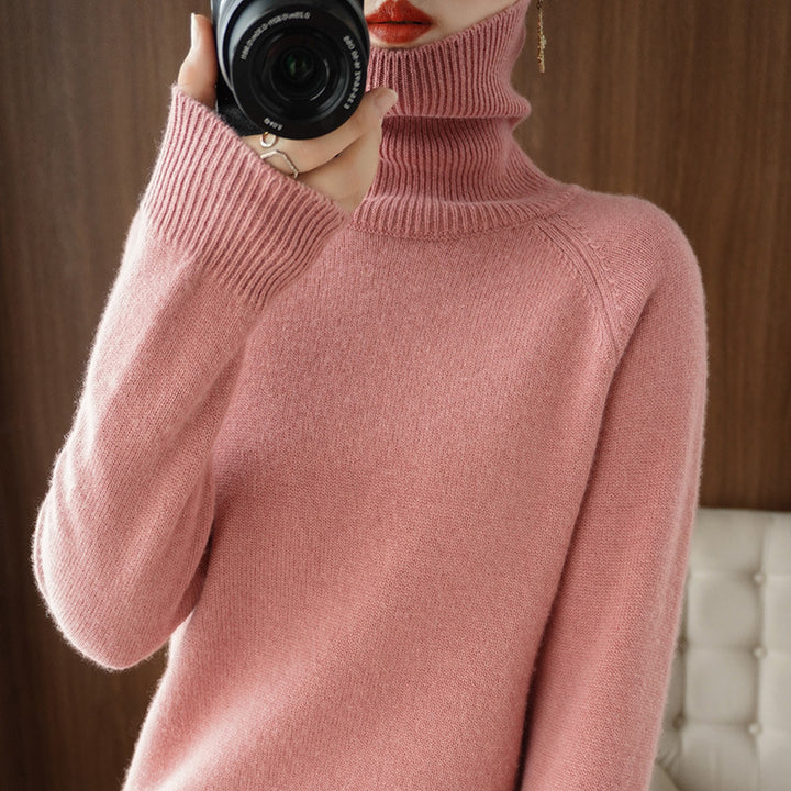 Damen Rollkragenpullover aus weichem Wollmix mit verlängerten Bündchen Drune