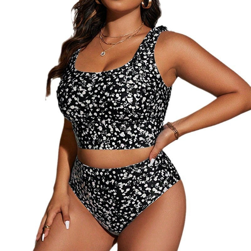 Damen Bikiniset mit floralem Crop-Top und hoch taillierten Slips Drune