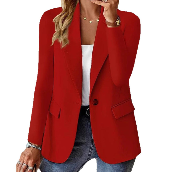 Damen Taillierter Single-Button-Blazer mit fallendem Revers und Pattentaschen Drune