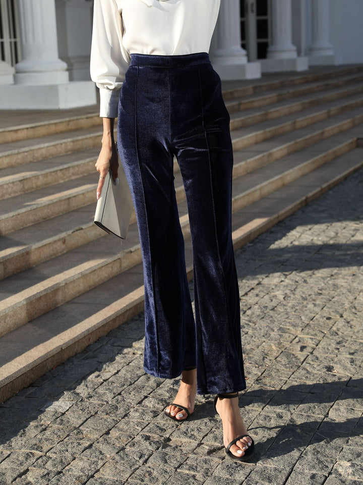 Damen Hochtaillierte Samtweite Hosen Drune