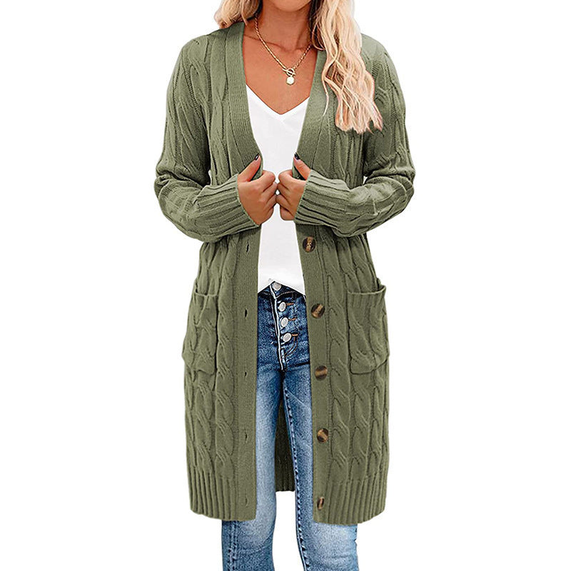 Damen Grobstrickcardigan mit Taschen und Knopfdetails Drune