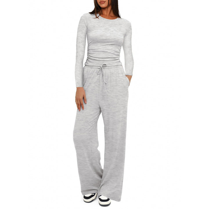 Damen Relax-Freizeithose mit extra weitem Bein, elastischem Bund und Kordelzug Drune