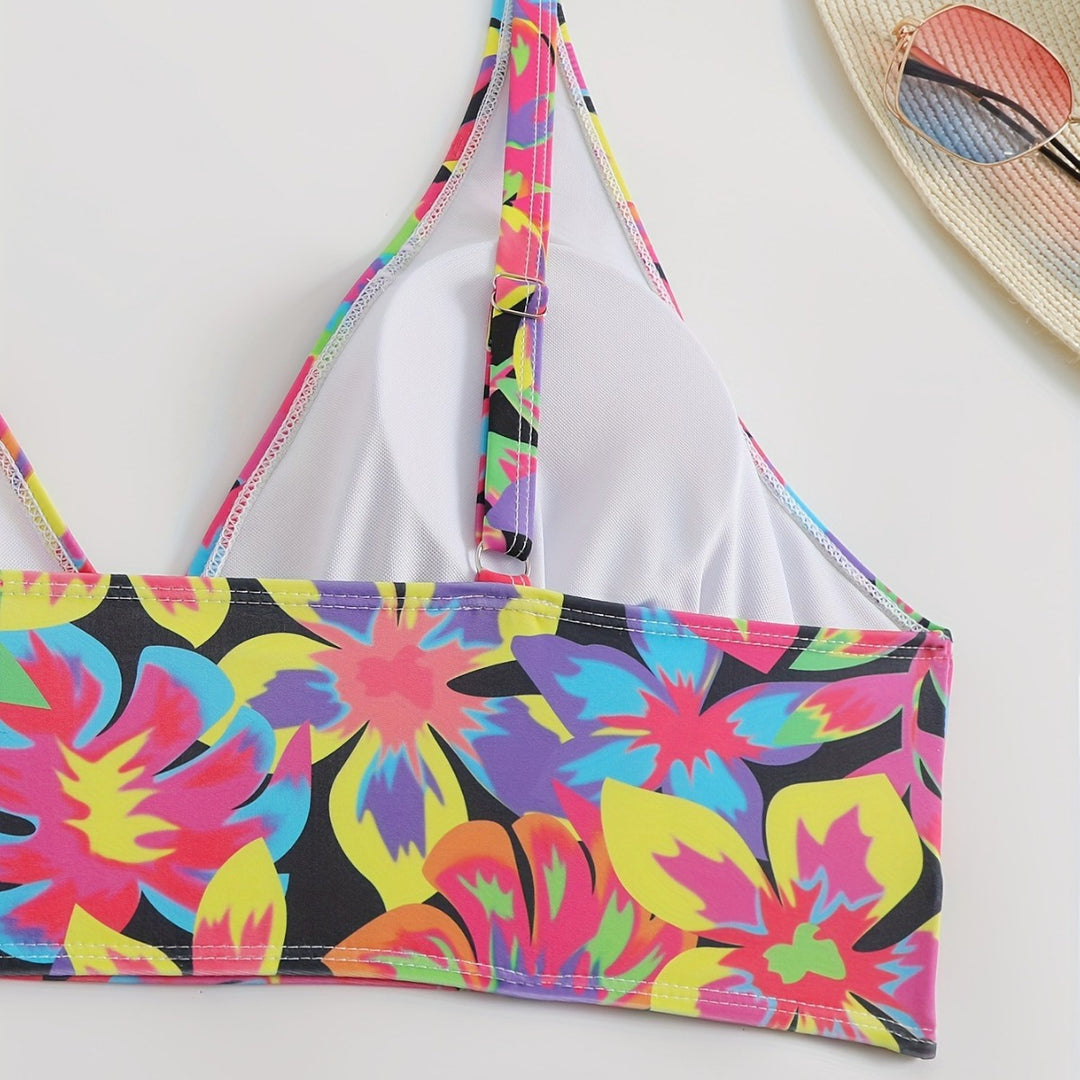 Damen Bikiniset mit auffälligem floralem Design und komfortablem Schnitt Drune