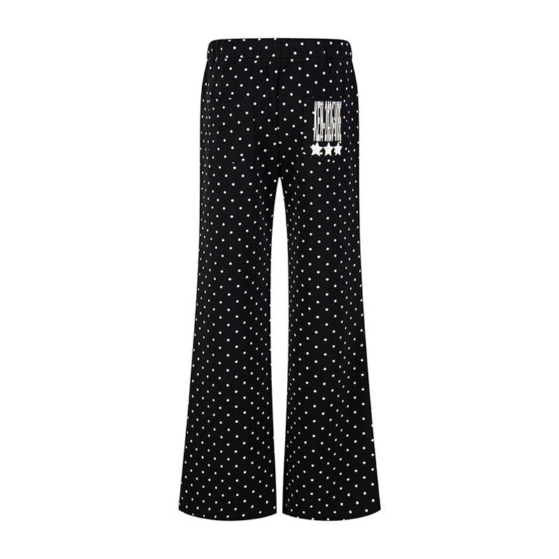 Damen Weite Lounge-Hose mit Kordelzug, ausgestelltem Bein und Statement-Print Drune