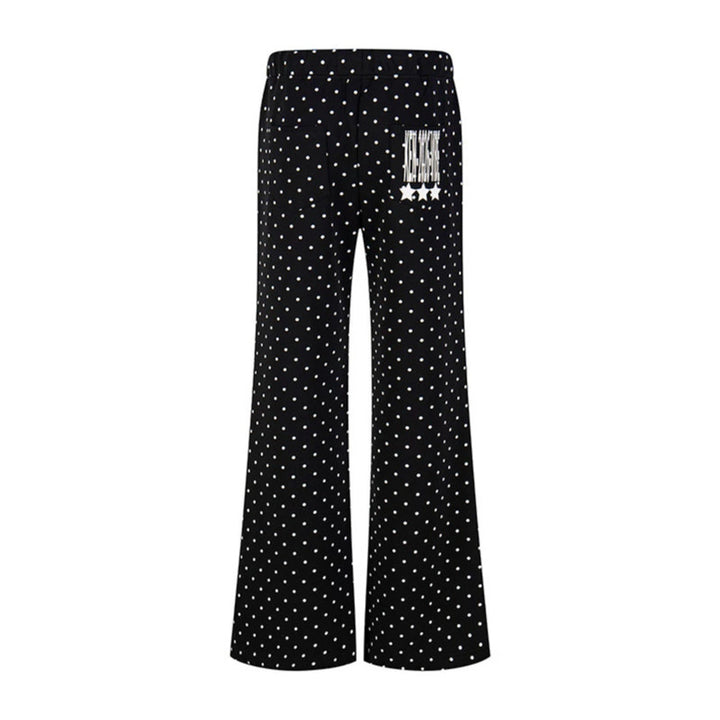 Damen Weite Lounge-Hose mit Kordelzug, ausgestelltem Bein und Statement-Print Drune