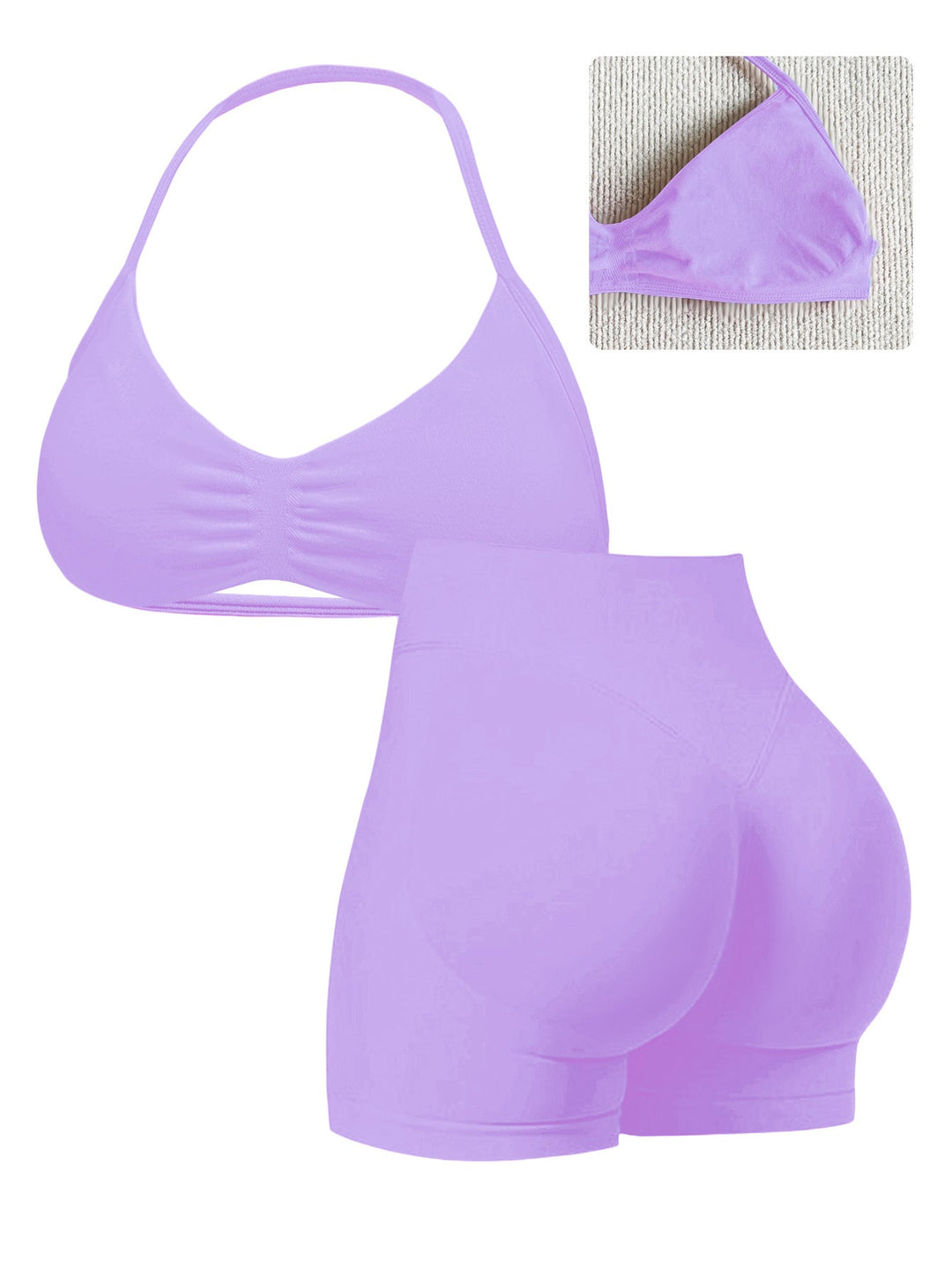 Damen Sport-Bikini-Oberteil mit hoch geschnittenen Shorts und nahtlosem Design Drune