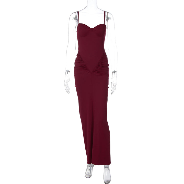 Damen Maxikleid mit Raffungen Drune