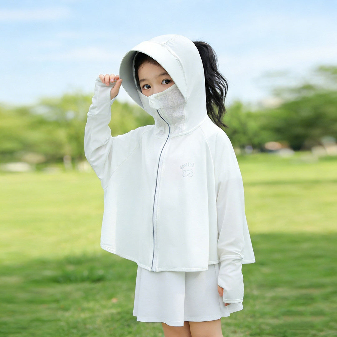 Damen nan leichte UV-Schutz Kapuzenjacke für Kinder mit atmungsaktivem Material und Reißverschluss  Drune