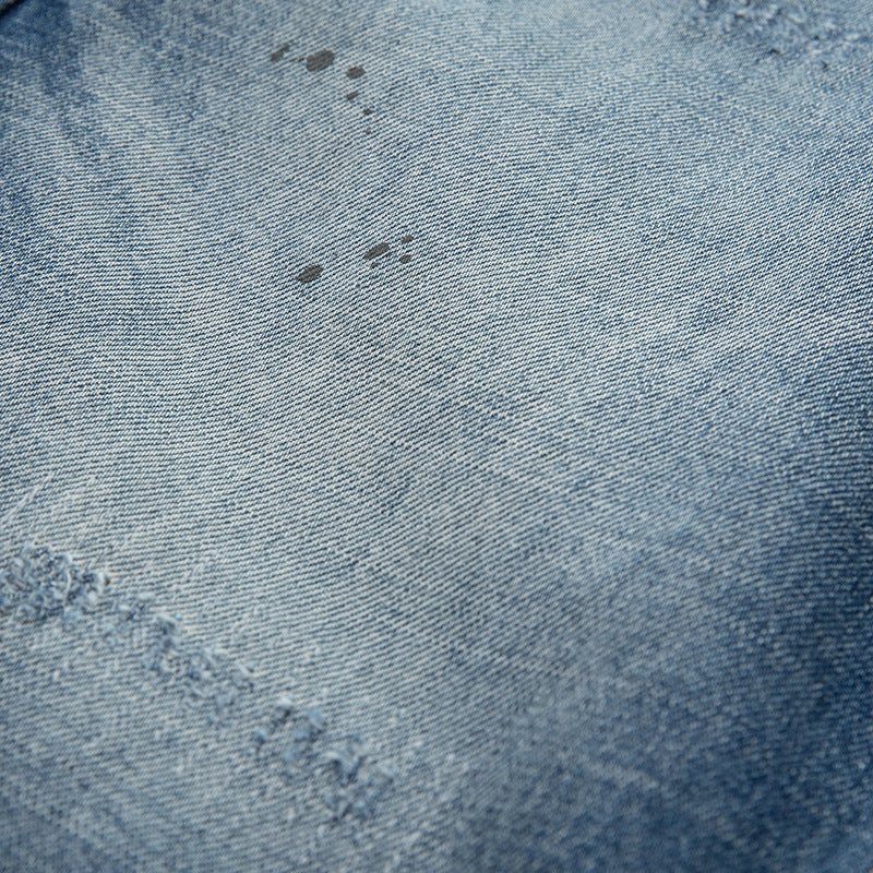 Damen locker geschnittene hochtaillierte Jeans im Used-Look mit ausgefransten Details und Ziernähten Drune