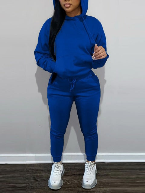 Herren nan sportliches Jogginganzug-Set mit Kapuzenpullover Kängurutasche und schmal zulaufender Jogginghose Drune