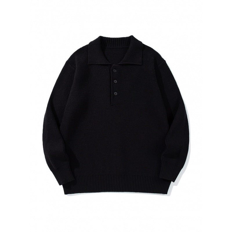 Herren Feinstrick-Polo-Pullover mit Hemdkragen, Knopfleiste und geripptem Saum Drune