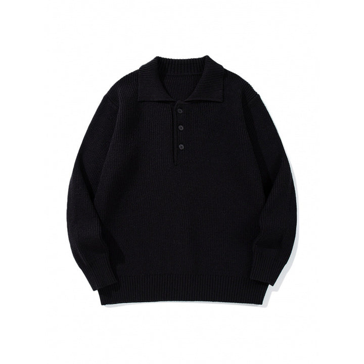 Herren Feinstrick-Polo-Pullover mit Hemdkragen, Knopfleiste und geripptem Saum Drune