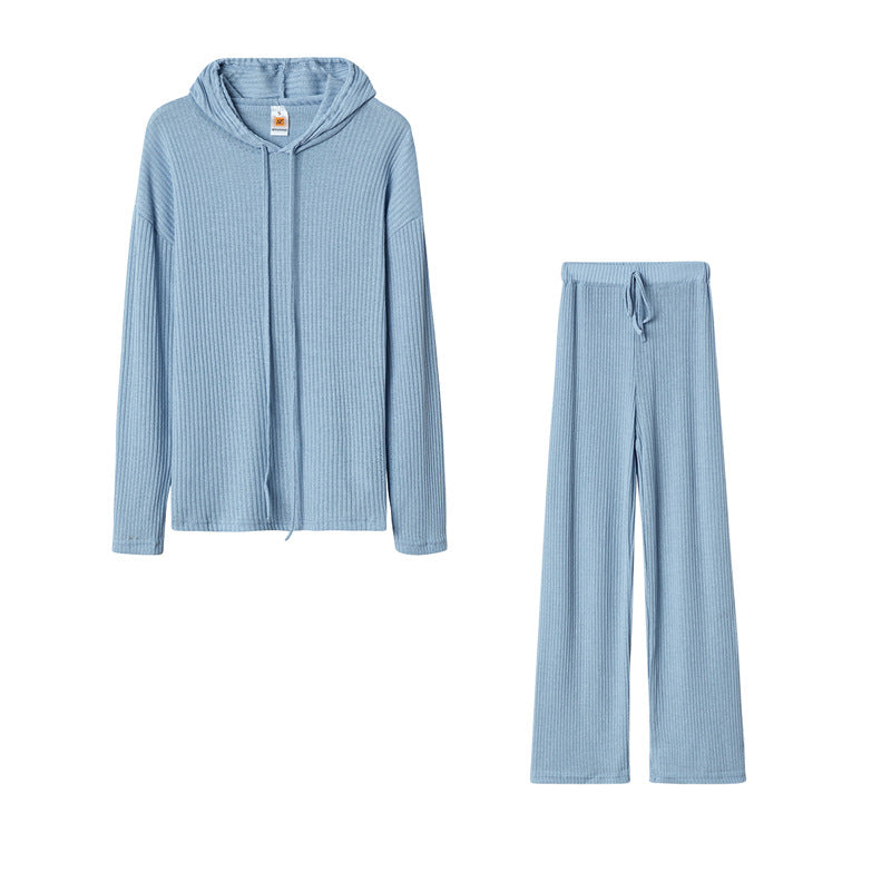 Damen Relaxed Fit Sweater-Set mit Kapuze und weiten Hosen Drune