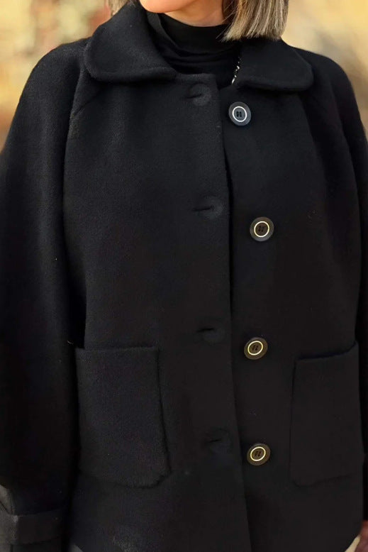 Damen weiche Wolljacke mit Schulterpasse und Knopfdetails Drune