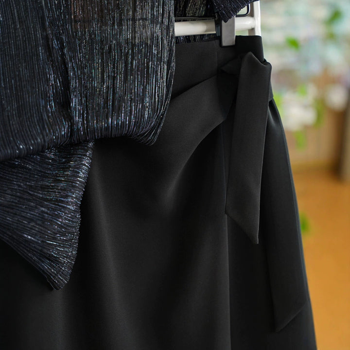 Damen Eleganter Wickelrock mit Taillenbindung Drune