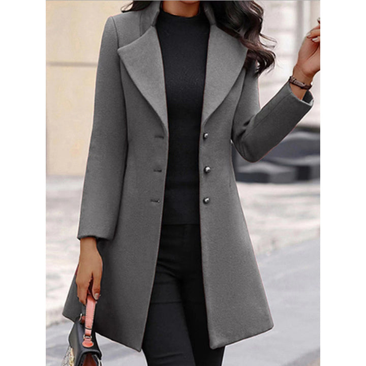 Damen eleganter Wollmantel mit strukturierter Passform und doppelt knopfverschlossenem Design Drune