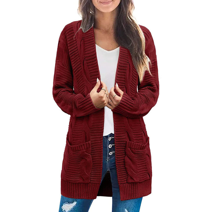 Damen Grobstrick Cardigan mit eleganten Zopfmuster und praktischen Taschen Drune
