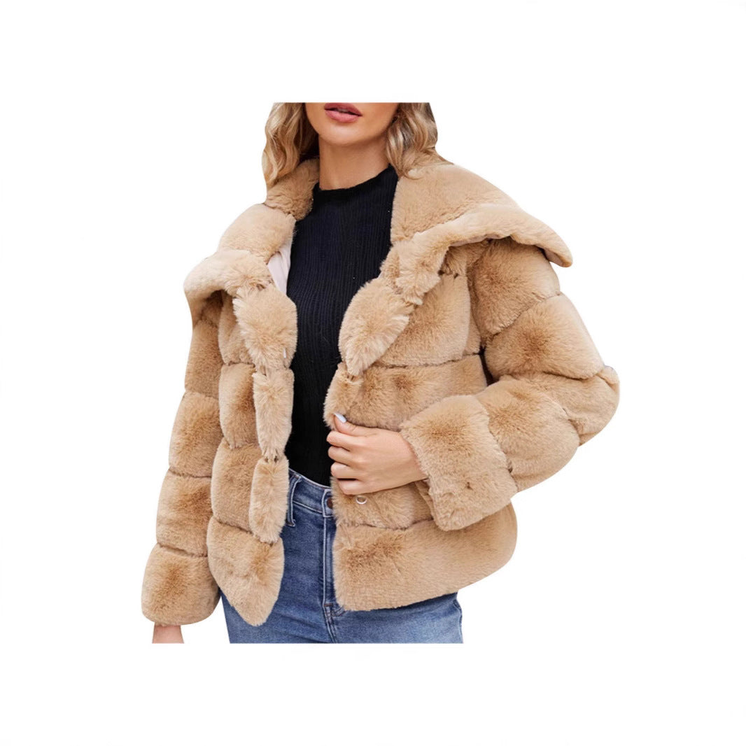 Damen Trendige Puffjacke mit weich gefüttertem Kunstfell Drune