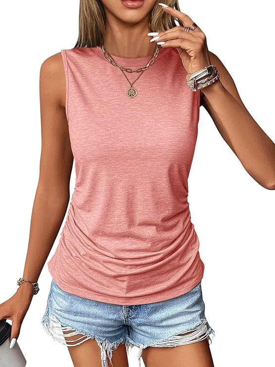 Damen ärmelloses Shirt mit modischem Raffungseffekt und hochwertigem Stoff Drune