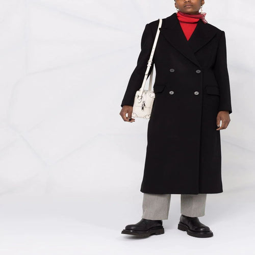 Damen Longcoat im minimalistischen Doppelreiher mit taillierter Silhouette und Pattentaschen Drune