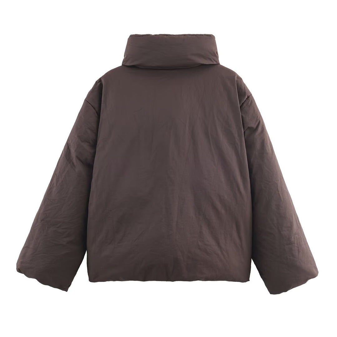 Damen Oversize-Steppjacke mit hohem Stehkragen und Taillengürtel Drune