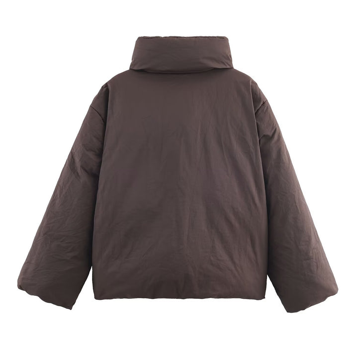 Damen Oversize-Steppjacke mit hohem Stehkragen und Taillengürtel Drune