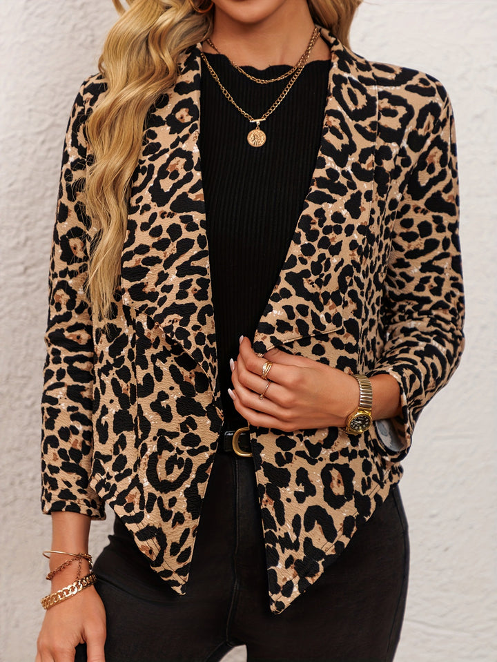 Damen modische Tiermuster Blazerjacke Drune