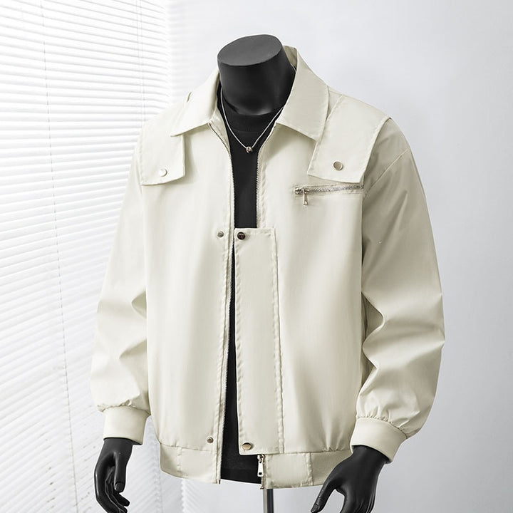 Herren Leicht wattierte Bomber-Coachjacke mit verdeckter Druckknopfleiste, Zipper-Brusttasche & gerippten Bündchen Drune