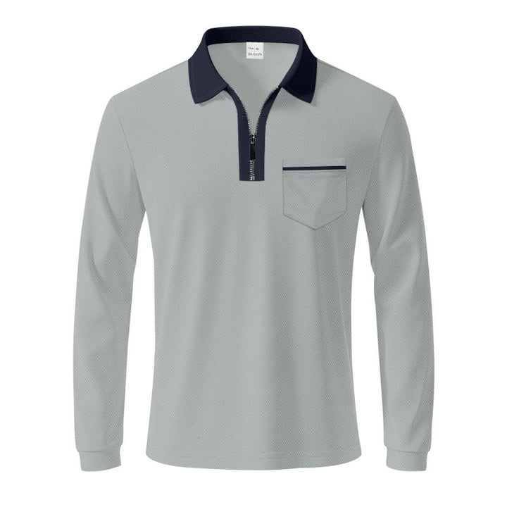 Herren Langarm-Polo mit Reißverschluss und Brusttasche Drune